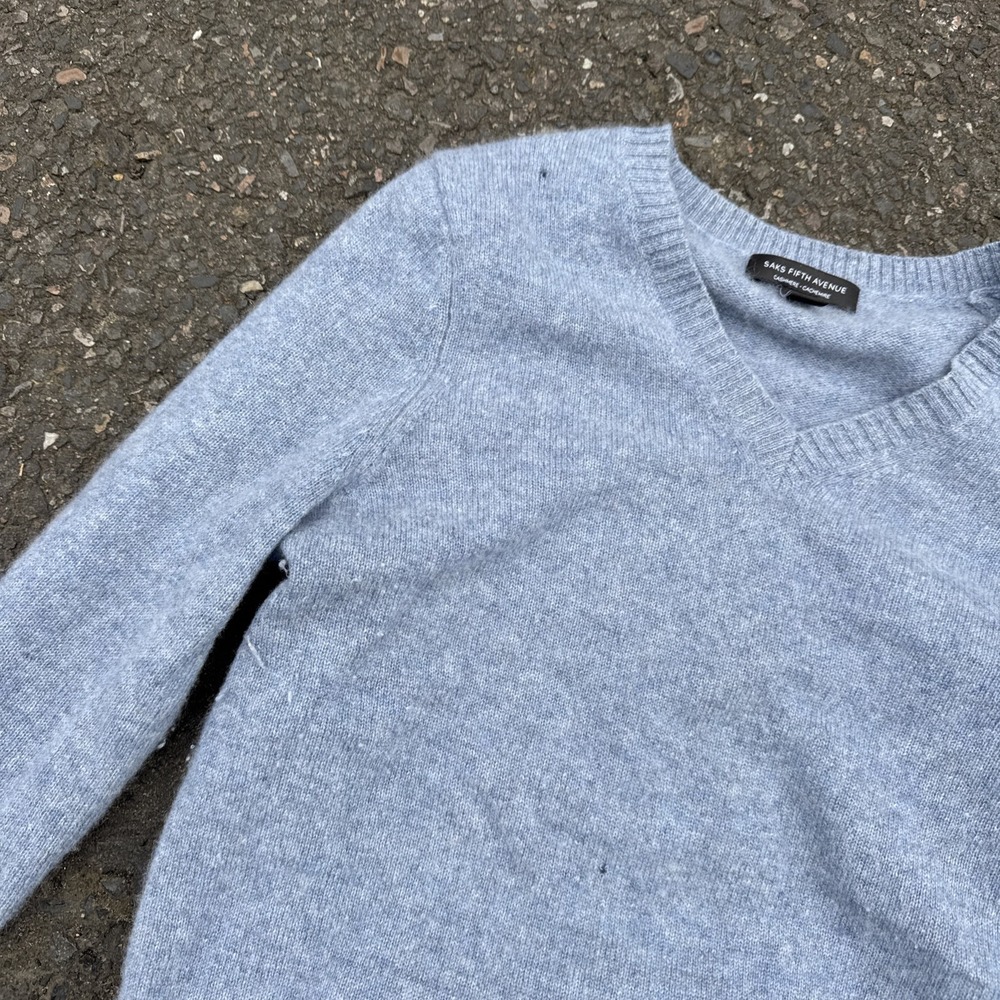 Saks‎ fifth avenue 100% cashmere blue sweater  XS - Picture 3 of 12